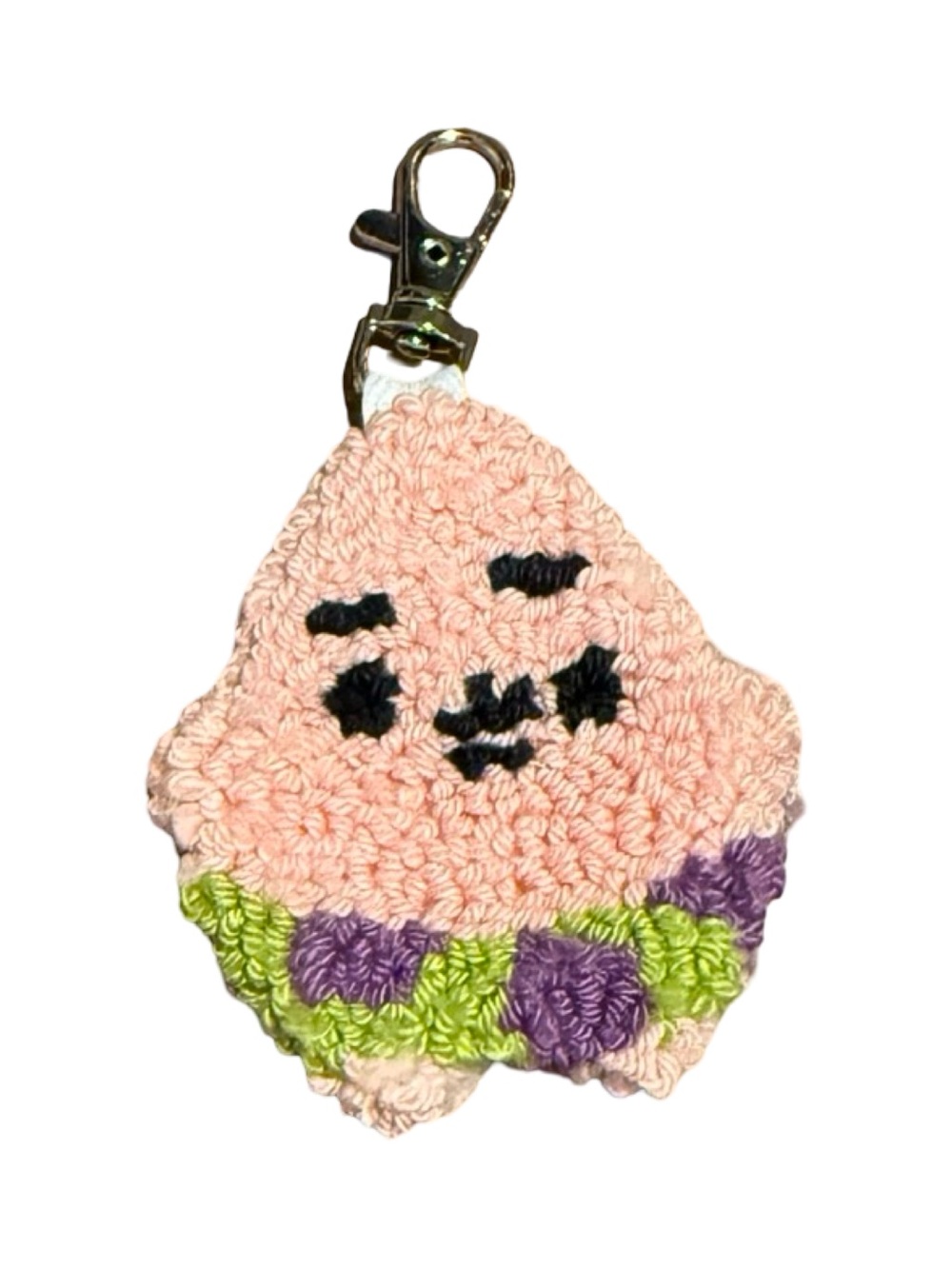 Nickelodeon Pink Crochet Character Keychain with Purple and Lime Accents